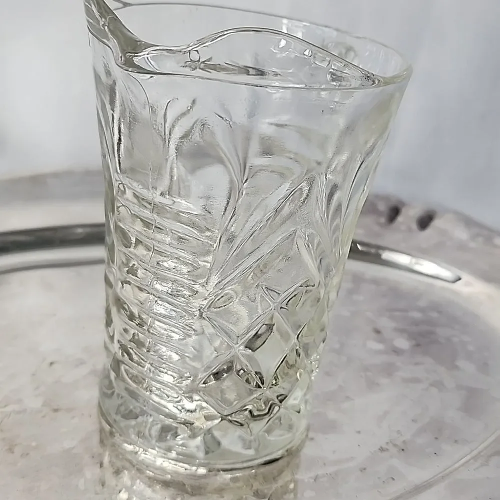 Vintage Pressed Glass Pitcher Creamer Pineapple Pattern